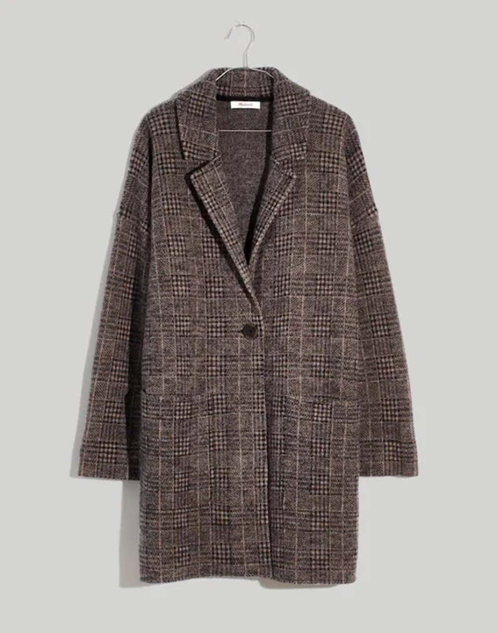 Madewell Merino Wool Plaid Sweater Coat